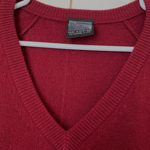 100% CASHMERE Clan Douglas Burgundy V Neck Vintage Nordstrom Sz XL - Picture 11 of 13